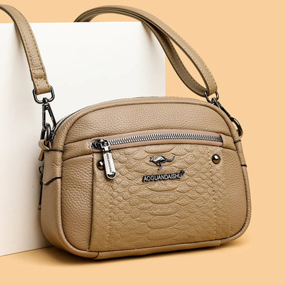 High Quality Solid Color Cow Leather Shoulder Crossbody Bags For Women 2023 Soft Genuine Leather Ladies Handbag Female Totes Sac