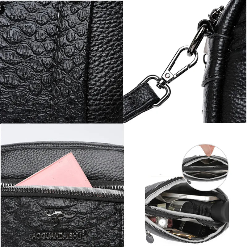 High Quality Solid Color Cow Leather Shoulder Crossbody Bags For Women 2023 Soft Genuine Leather Ladies Handbag Female Totes Sac