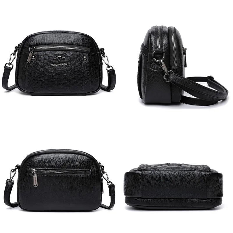 High Quality Solid Color Cow Leather Shoulder Crossbody Bags For Women 2023 Soft Genuine Leather Ladies Handbag Female Totes Sac