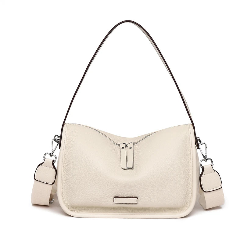 High Quality Solid Color Cowhide Female Messenger Tote Sac Luxury Genuine Leather Women Handbag Shoulder Crossbody Bag For Women