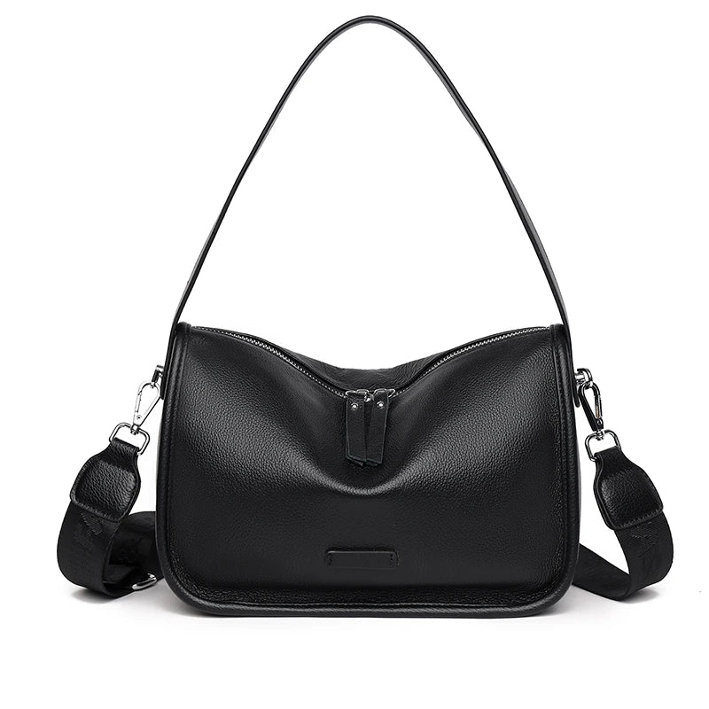 High Quality Solid Color Cowhide Female Messenger Tote Sac Luxury Genuine Leather Women Handbag Shoulder Crossbody Bag For Women
