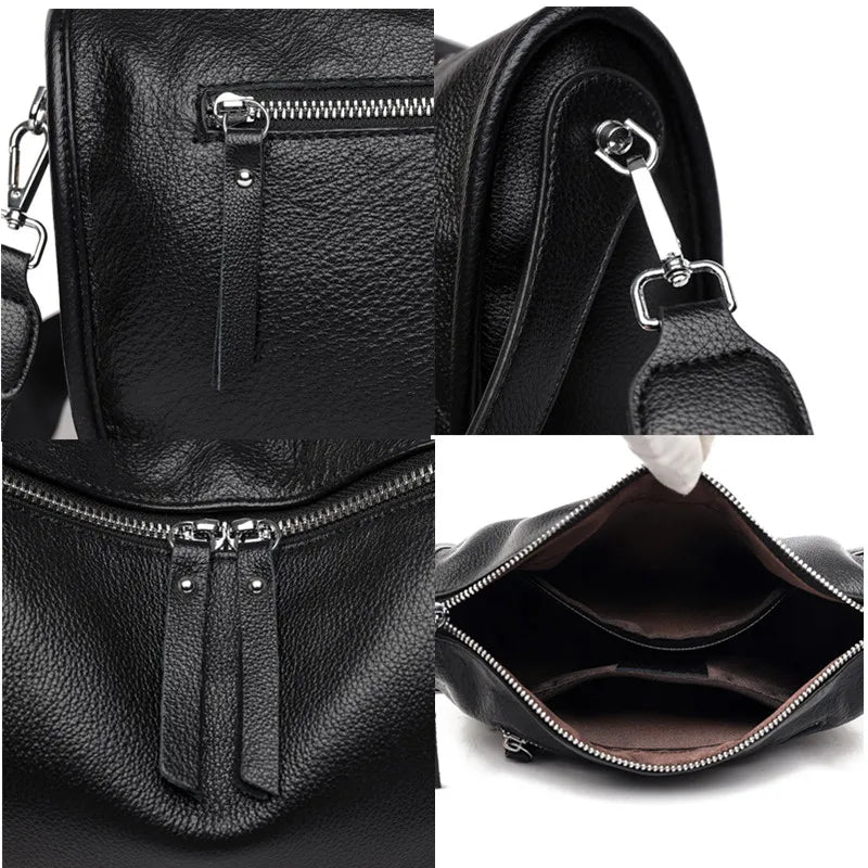High Quality Solid Color Cowhide Female Messenger Tote Sac Luxury Genuine Leather Women Handbag Shoulder Crossbody Bag For Women