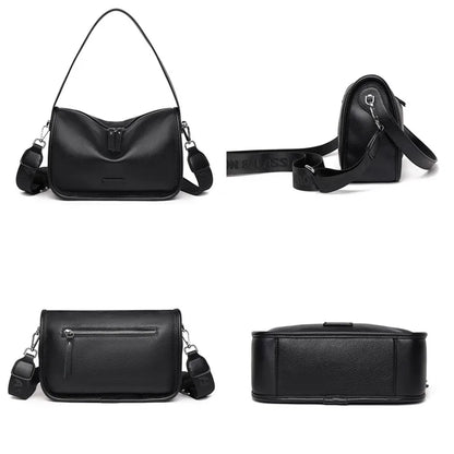 High Quality Solid Color Cowhide Female Messenger Tote Sac Luxury Genuine Leather Women Handbag Shoulder Crossbody Bag For Women