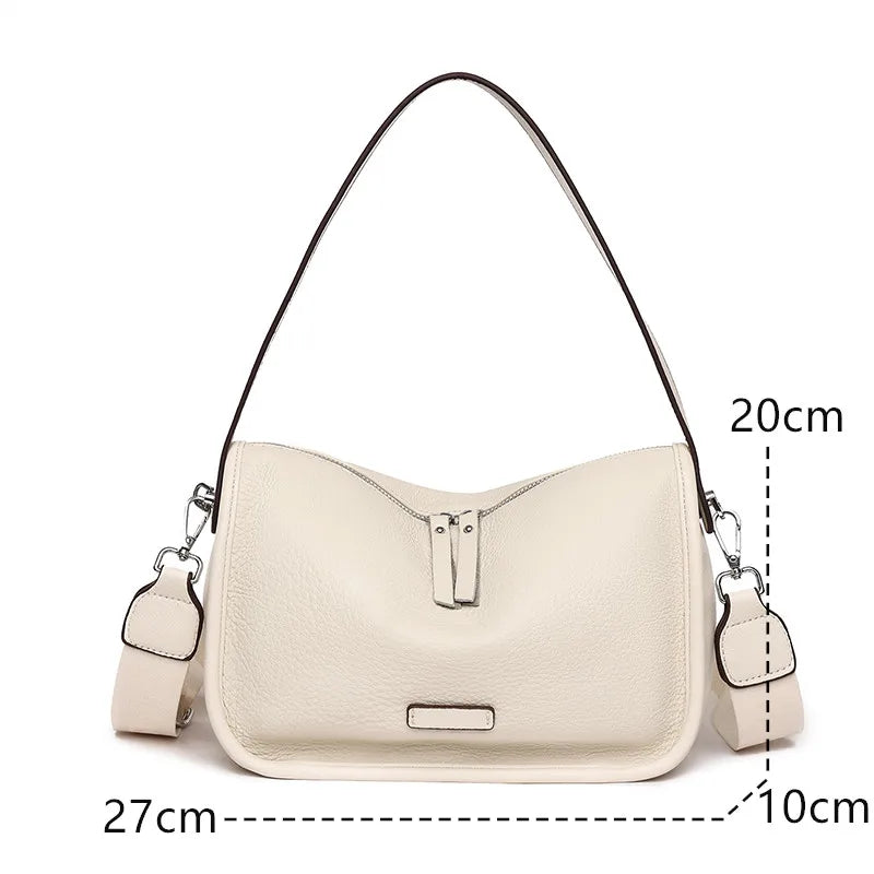 High Quality Solid Color Cowhide Female Messenger Tote Sac Luxury Genuine Leather Women Handbag Shoulder Crossbody Bag For Women