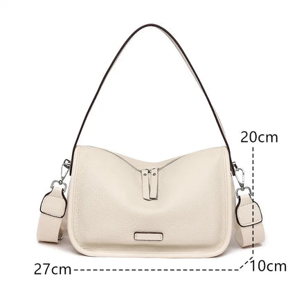 High Quality Solid Color Cowhide Female Messenger Tote Sac Luxury Genuine Leather Women Handbag Shoulder Crossbody Bag For Women