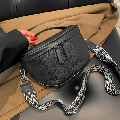 High Quality Solid Color Genuine Leather Waist Bag For Women 2023 Luxury Cowhide Women's Shoulder Crossbody Bag Female Chest Bag