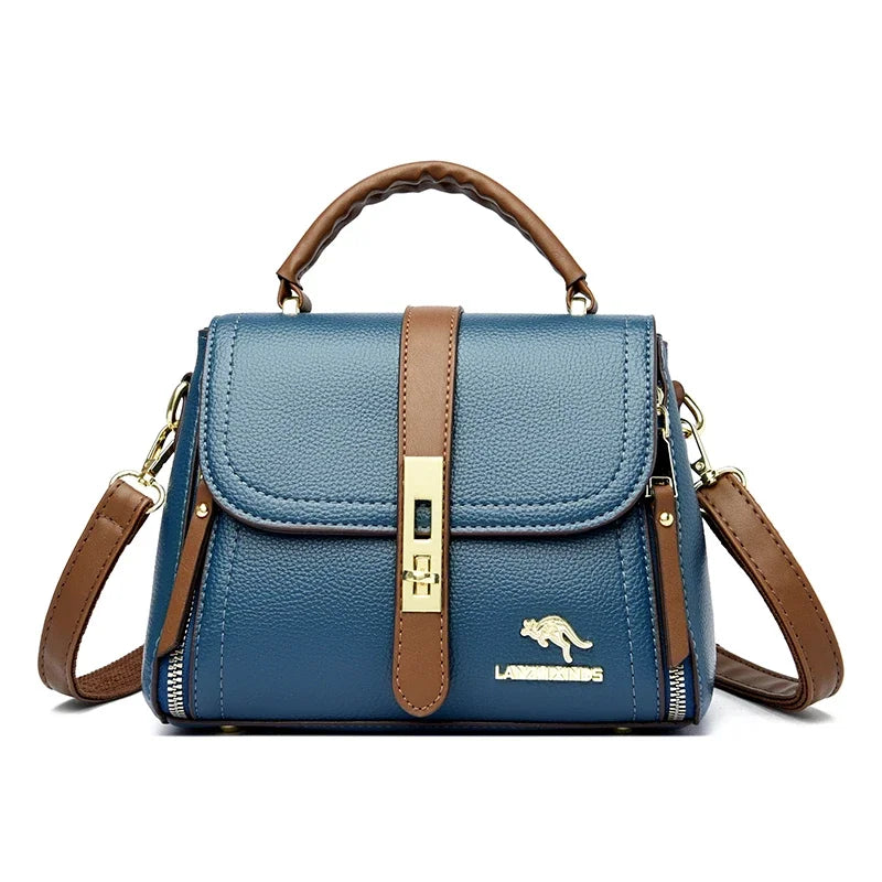 High Quality Solid Color Leather Shoulder Messenger Bags for Women 2022 Large Capacity Ladies Handbag Brand Female Crossbody Sac