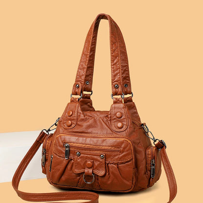 High Quality Solid Color Leather Women's Shoulder Crossbody Bags Luxury Women Handbags 2023 Designer Female Messenger Tote Sac