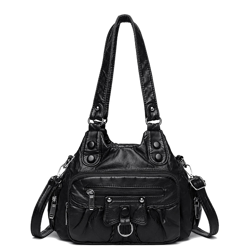High Quality Solid Color Leather Women's Shoulder Crossbody Bags Luxury Women Handbags 2023 Designer Female Messenger Tote Sac