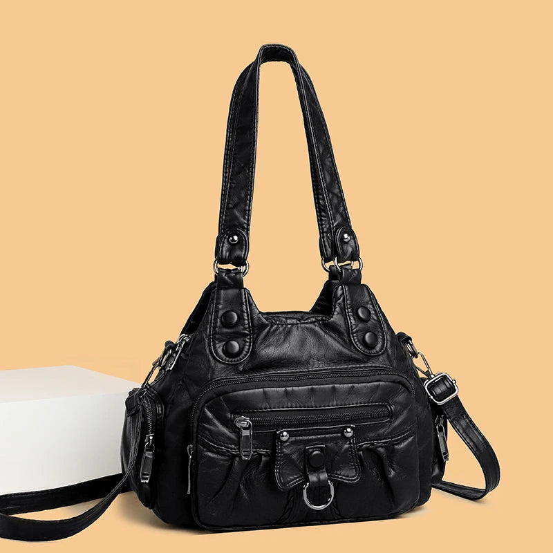 High Quality Solid Color Leather Women's Shoulder Crossbody Bags Luxury Women Handbags 2023 Designer Female Messenger Tote Sac