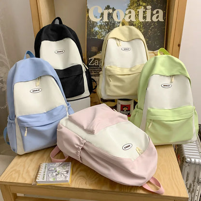 High Quality Solid Color Women Backpack Cool Men Travel Bookbag Large Capacity School Bag Teenagers Cute Mochila