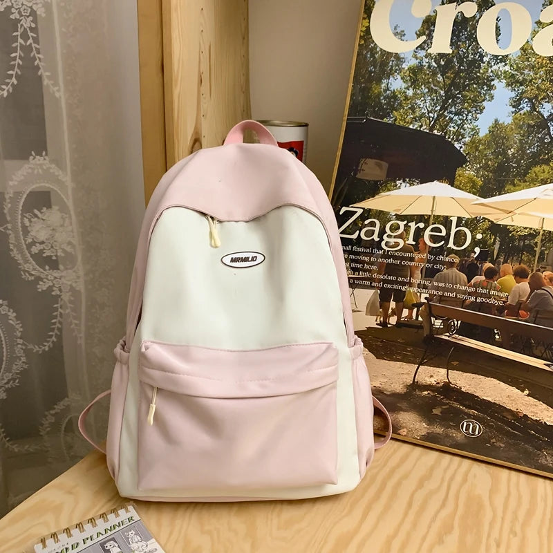 High Quality Solid Color Women Backpack Cool Men Travel Bookbag Large Capacity School Bag Teenagers Cute Mochila