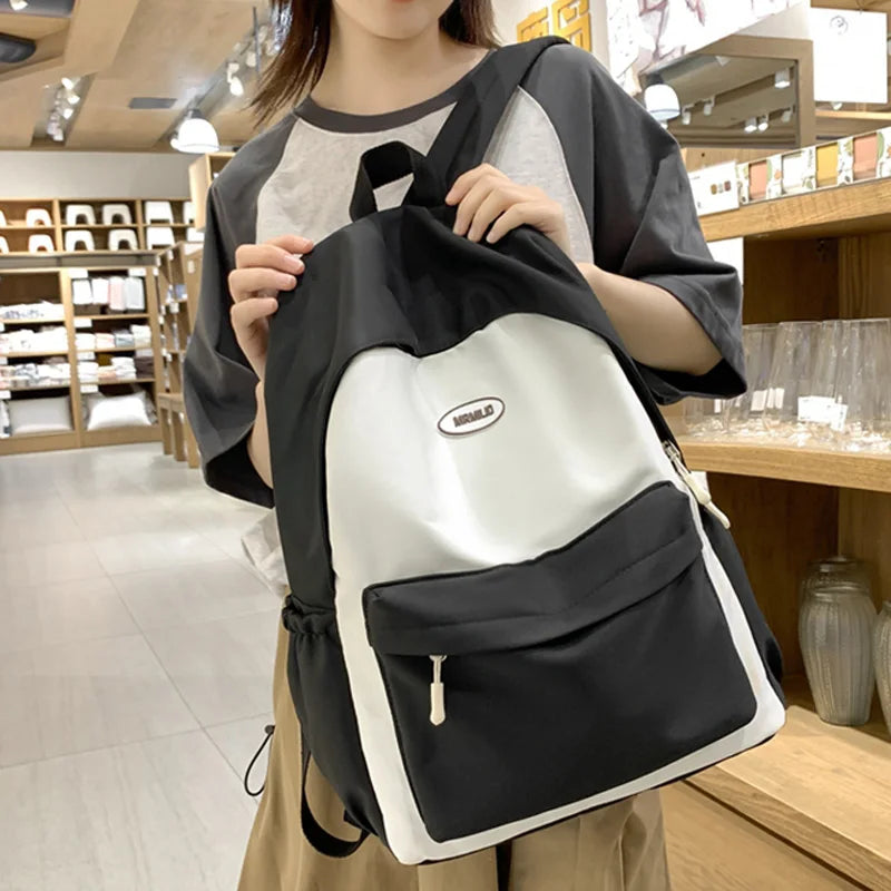High Quality Solid Color Women Backpack Cool Men Travel Bookbag Large Capacity School Bag Teenagers Cute Mochila