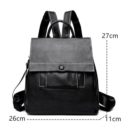 High Quality Solid Genuine Leather Shoulder Backpacks For Women 2023 Luxury Cow Leather Ladies Handbags Fashion Women's Backpack