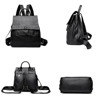 High Quality Solid Genuine Leather Shoulder Backpacks For Women 2023 Luxury Cow Leather Ladies Handbags Fashion Women's Backpack