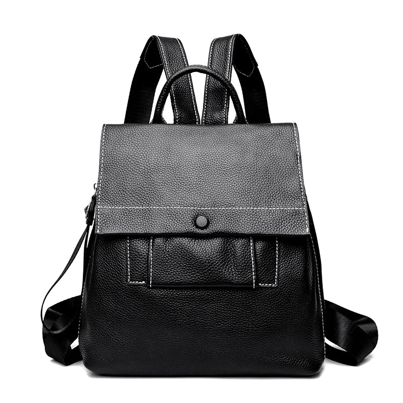 High Quality Solid Genuine Leather Shoulder Backpacks For Women 2023 Luxury Cow Leather Ladies Handbags Fashion Women's Backpack