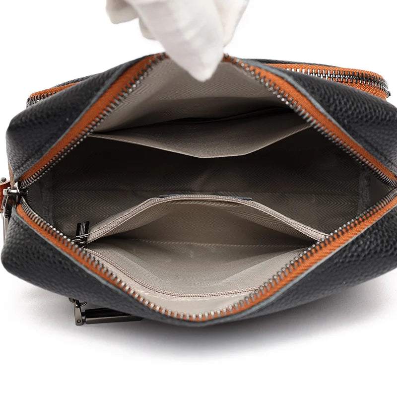 High Quality Solid Genuine Leather Women's Tote bag Handbag Luxury Cow Leather Women Shoulder Crossbody Bag Female Messenger Sac