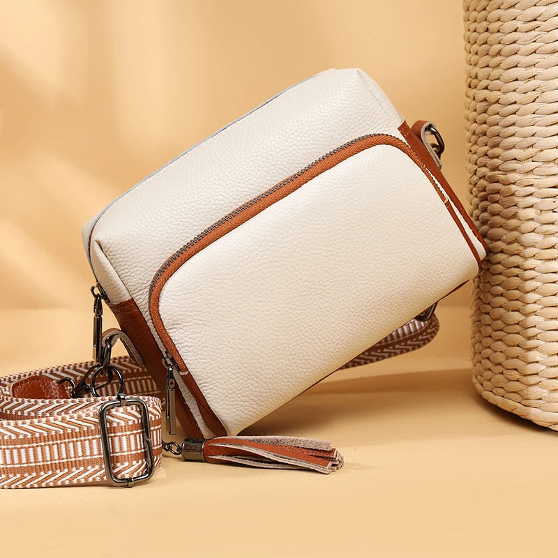 High Quality Solid Genuine Leather Women's Tote bag Handbag Luxury Cow Leather Women Shoulder Crossbody Bag Female Messenger Sac