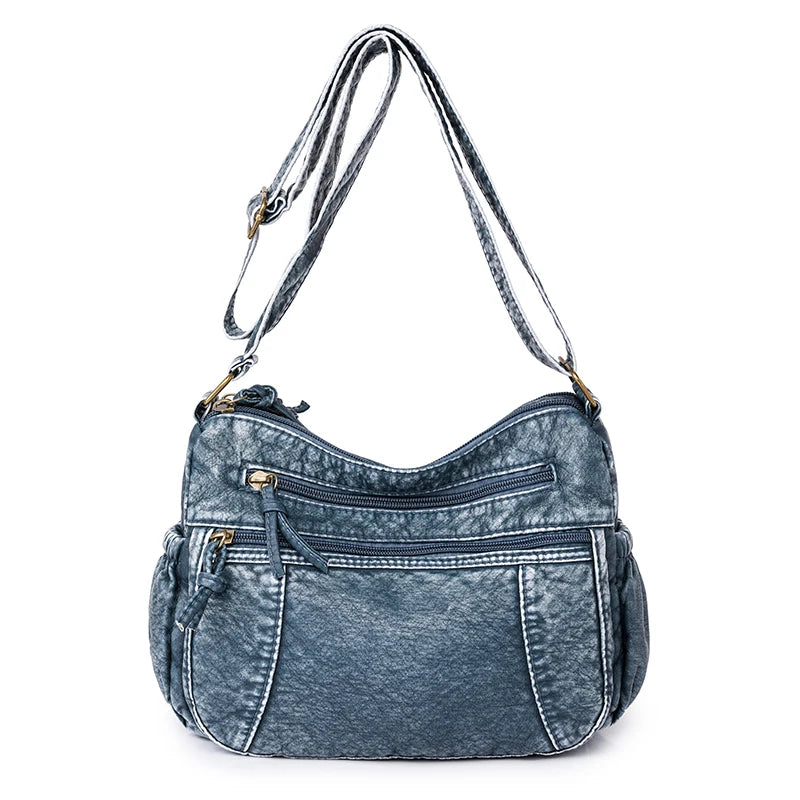 High Quality Solid Wash Leather Shoulder Crossbody Bags For Women 2023 Luxury Women's Handbags Vintage Female Messenger Tote Sac