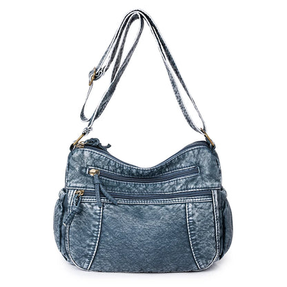 High Quality Solid Wash Leather Shoulder Crossbody Bags For Women 2023 Luxury Women's Handbags Vintage Female Messenger Tote Sac