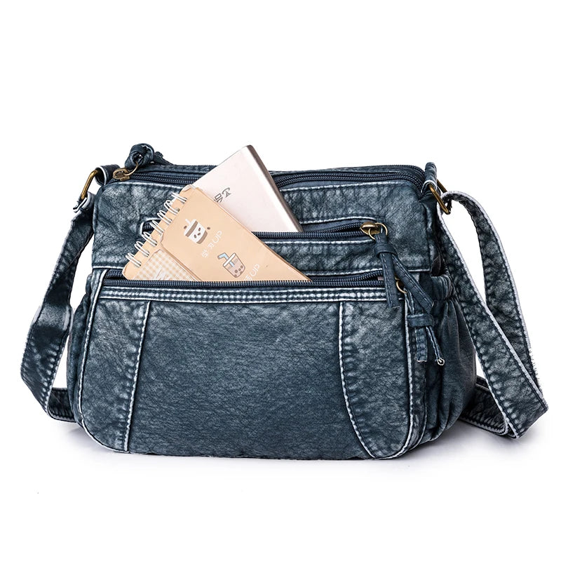High Quality Solid Wash Leather Shoulder Crossbody Bags For Women 2023 Luxury Women's Handbags Vintage Female Messenger Tote Sac