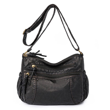 High Quality Solid Wash Leather Shoulder Crossbody Bags For Women 2023 Luxury Women's Handbags Vintage Female Messenger Tote Sac