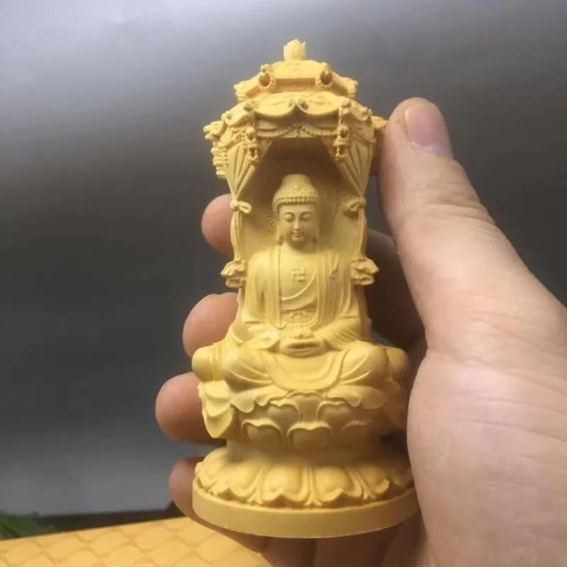High Quality Solid Wood Western Three Holy Buddha Sculpture Guanyin Bodhisattva Hand-carved Home Feng Shui Decor