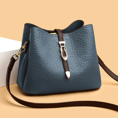 High Quality Stone Pattern Genuine Leather Shoulder Crossbody Bags For Women 2023 Cow Leather 3 Layers Female Messenger Tote Sac