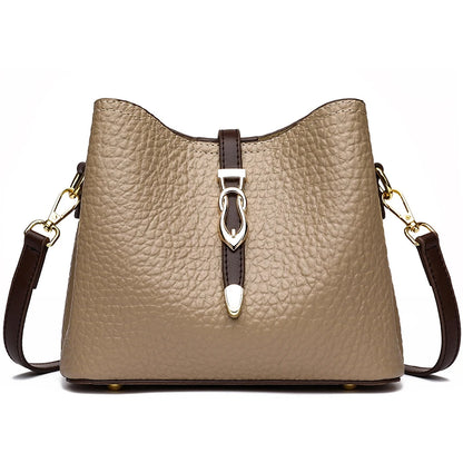 High Quality Stone Pattern Genuine Leather Shoulder Crossbody Bags For Women 2023 Cow Leather 3 Layers Female Messenger Tote Sac