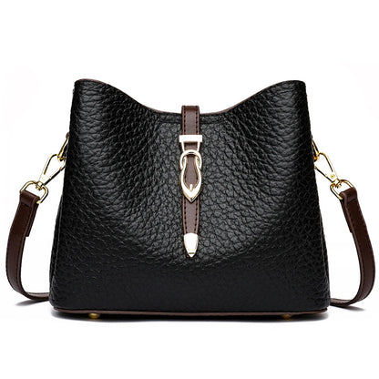 High Quality Stone Pattern Genuine Leather Shoulder Crossbody Bags For Women 2023 Cow Leather 3 Layers Female Messenger Tote Sac