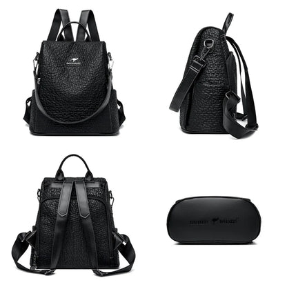 High Quality Stone Pattern Leather Backpacks Women Large Capacity Travel Backpack School Bags Fashion Luxury Ladies Shoulder Bag
