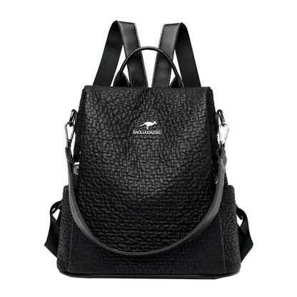 High Quality Stone Pattern Leather Backpacks Women Large Capacity Travel Backpack School Bags Fashion Luxury Ladies Shoulder Bag