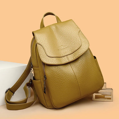 High Quality Stone Pattern Soft Leather Women Backpacks Large Capacity Book School Bags Teenage Girls Sac A Dos Travel Back Pack