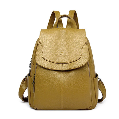 High Quality Stone Pattern Soft Leather Women Backpacks Large Capacity Book School Bags Teenage Girls Sac A Dos Travel Back Pack