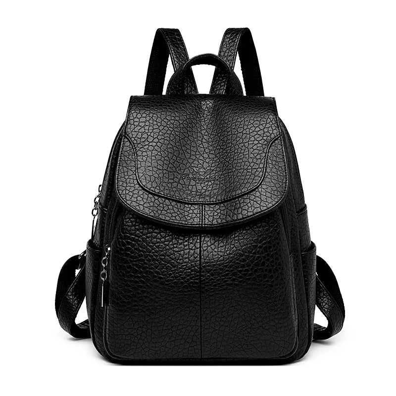 High Quality Stone Pattern Soft Leather Women Backpacks Large Capacity Book School Bags Teenage Girls Sac A Dos Travel Back Pack