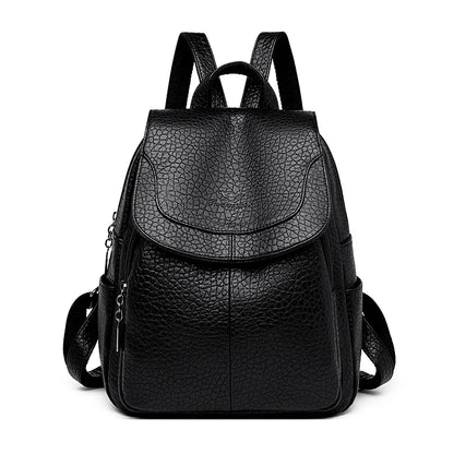 High Quality Stone Pattern Soft Leather Women Backpacks Large Capacity Book School Bags Teenage Girls Sac A Dos Travel Back Pack