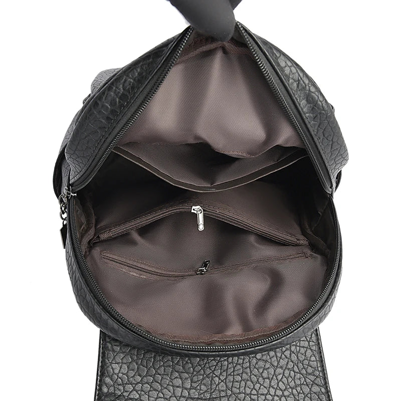 High Quality Stone Pattern Soft Leather Women Backpacks Large Capacity Book School Bags Teenage Girls Sac A Dos Travel Back Pack