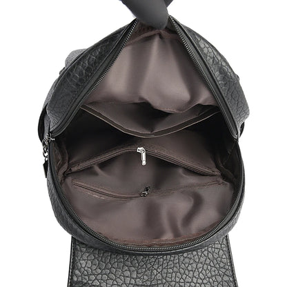 High Quality Stone Pattern Soft Leather Women Backpacks Large Capacity Book School Bags Teenage Girls Sac A Dos Travel Back Pack