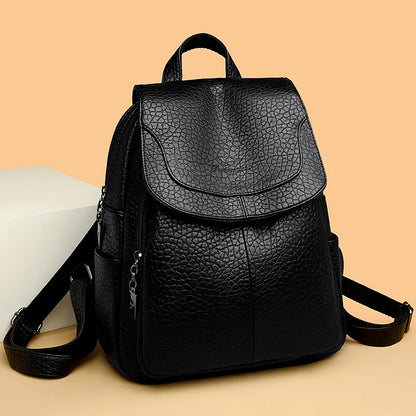 High Quality Stone Pattern Soft Leather Women Backpacks Large Capacity Book School Bags Teenage Girls Sac A Dos Travel Back Pack