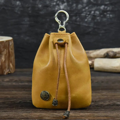 High Quality Top Granin Leather Creative Drawstring Coin Pouch Small Card s Women Wallet for Men