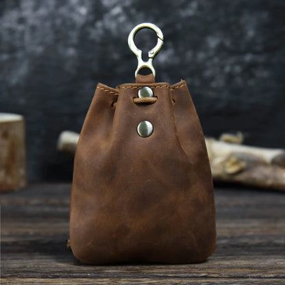 High Quality Top Granin Leather Creative Drawstring Coin Pouch Small Card s Women Wallet for Men