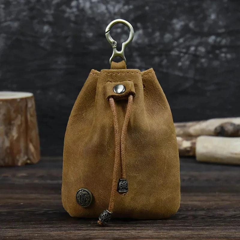 High Quality Top Granin Leather Creative Drawstring Coin Pouch Small Card s Women Wallet for Men