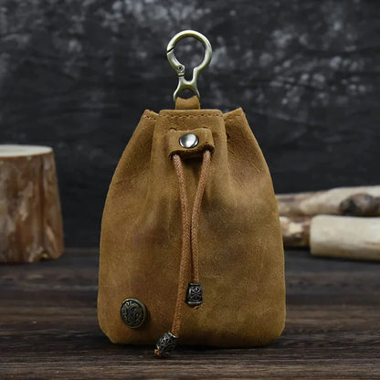High Quality Top Granin Leather Creative Drawstring Coin Pouch Small Card s Women Wallet for Men