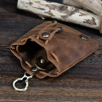 High Quality Top Granin Leather Creative Drawstring Coin Pouch Small Card s Women Wallet for Men