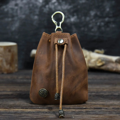 High Quality Top Granin Leather Creative Drawstring Coin Pouch Small Card s Women Wallet for Men
