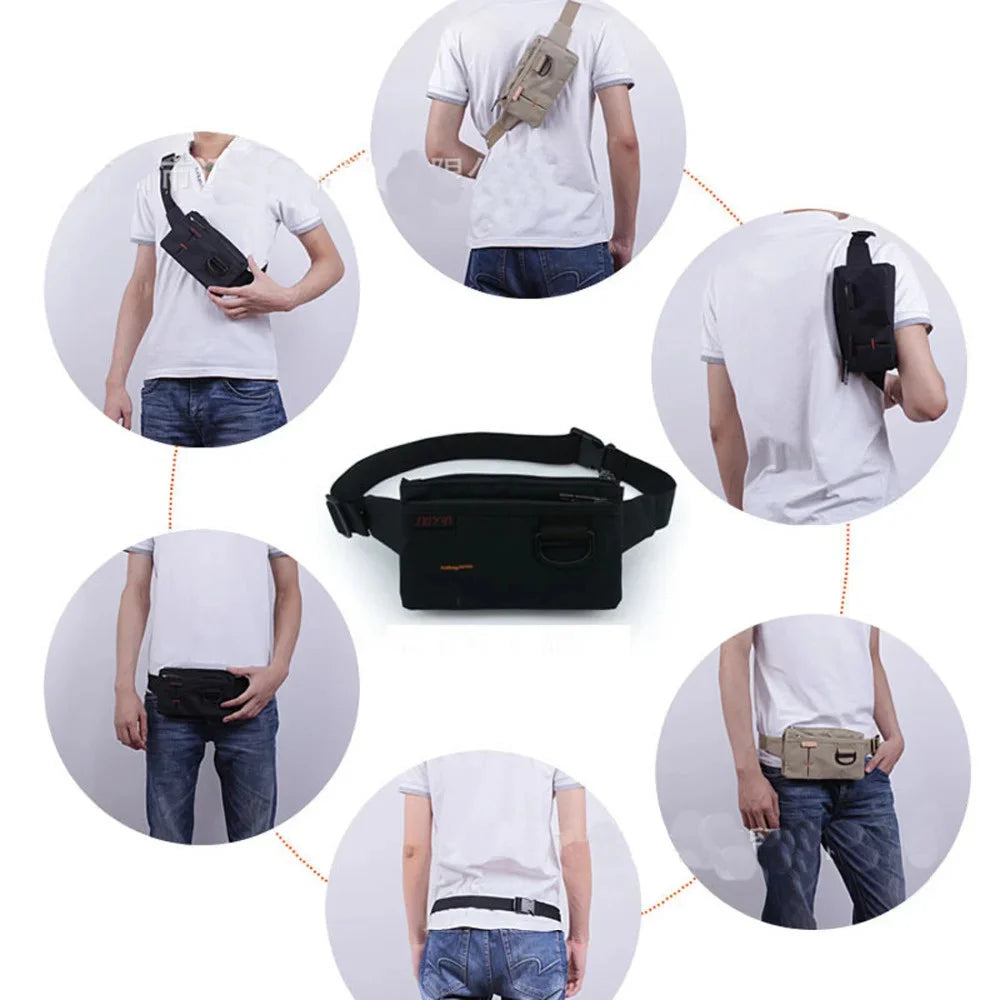High Quality Unisex Waist Fanny Pack Cell/Mobile Phone Case Pocket Polyester Bag Purse Brand Travel Casual Belt Hip Bum Bags
