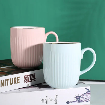 High Quality Vertical Stripe Ceramic Mug Coffee Tea Cups of Coffee Couple Gift Original Mugs Free Shipping Cup for Tea Drinkware