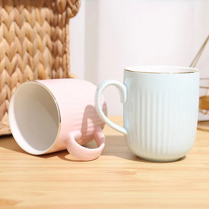 High Quality Vertical Stripe Ceramic Mug Coffee Tea Cups of Coffee Couple Gift Original Mugs Free Shipping Cup for Tea Drinkware
