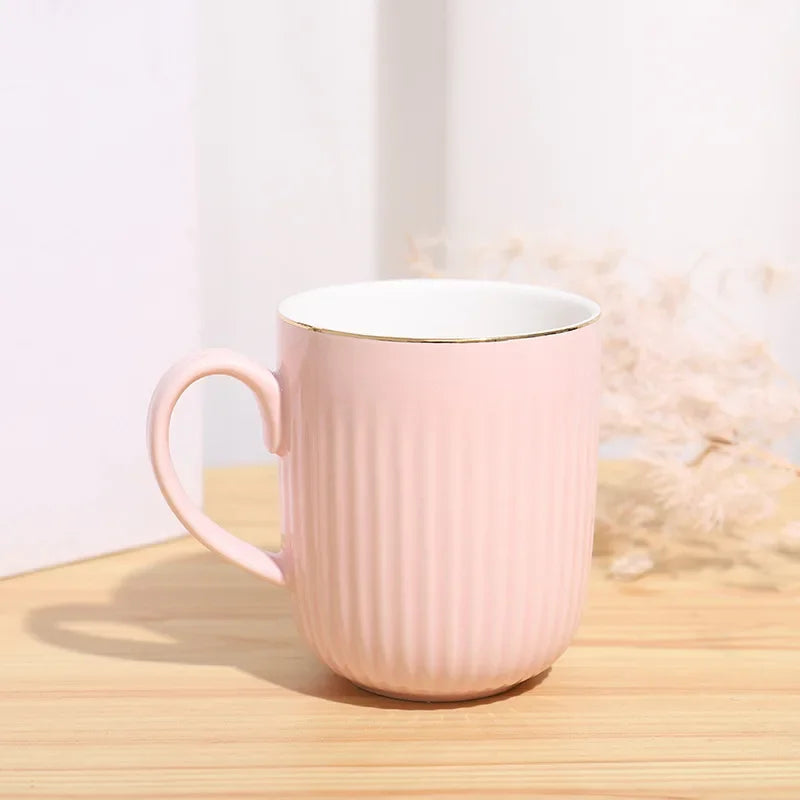 High Quality Vertical Stripe Ceramic Mug Coffee Tea Cups of Coffee Couple Gift Original Mugs Free Shipping Cup for Tea Drinkware