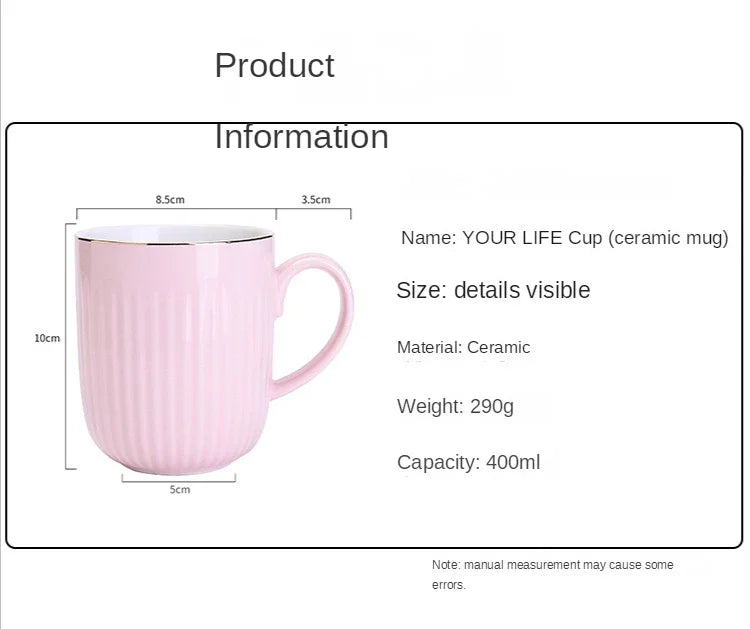 High Quality Vertical Stripe Ceramic Mug Coffee Tea Cups of Coffee Couple Gift Original Mugs Free Shipping Cup for Tea Drinkware